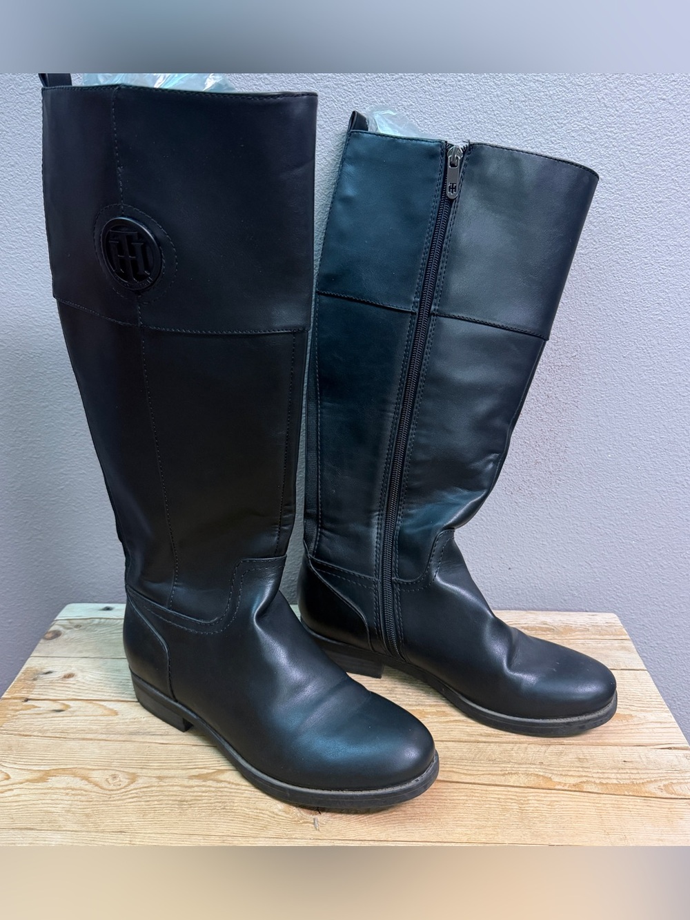 Tommy Hilfiger Black Over-the-Knee Zip Riding Boots
